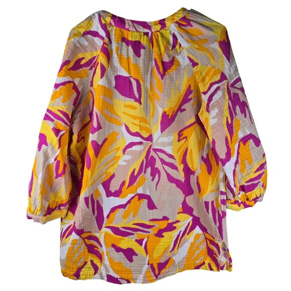 Sanctuary Island Tunic Make A Splash Oversized V Neck Gauzy Lightweight M - Picture 2 of 5